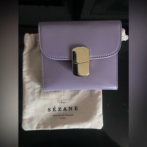 SEZANE - brand new lavender color leather wallet with dust bag